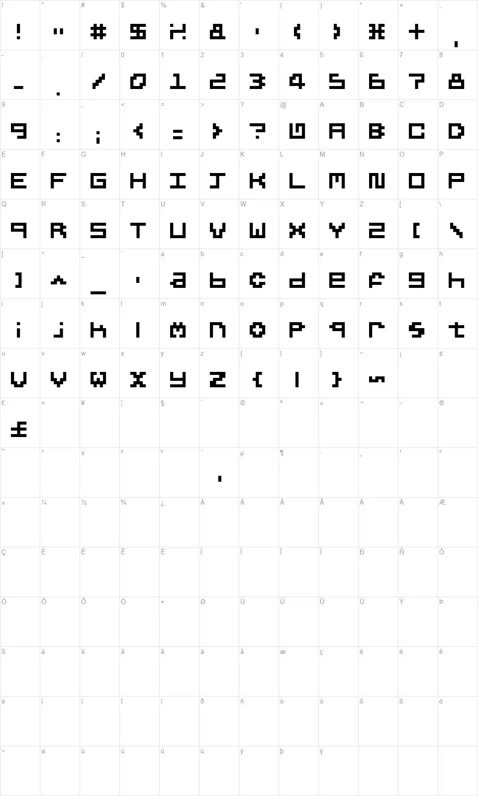 5peerofont character map