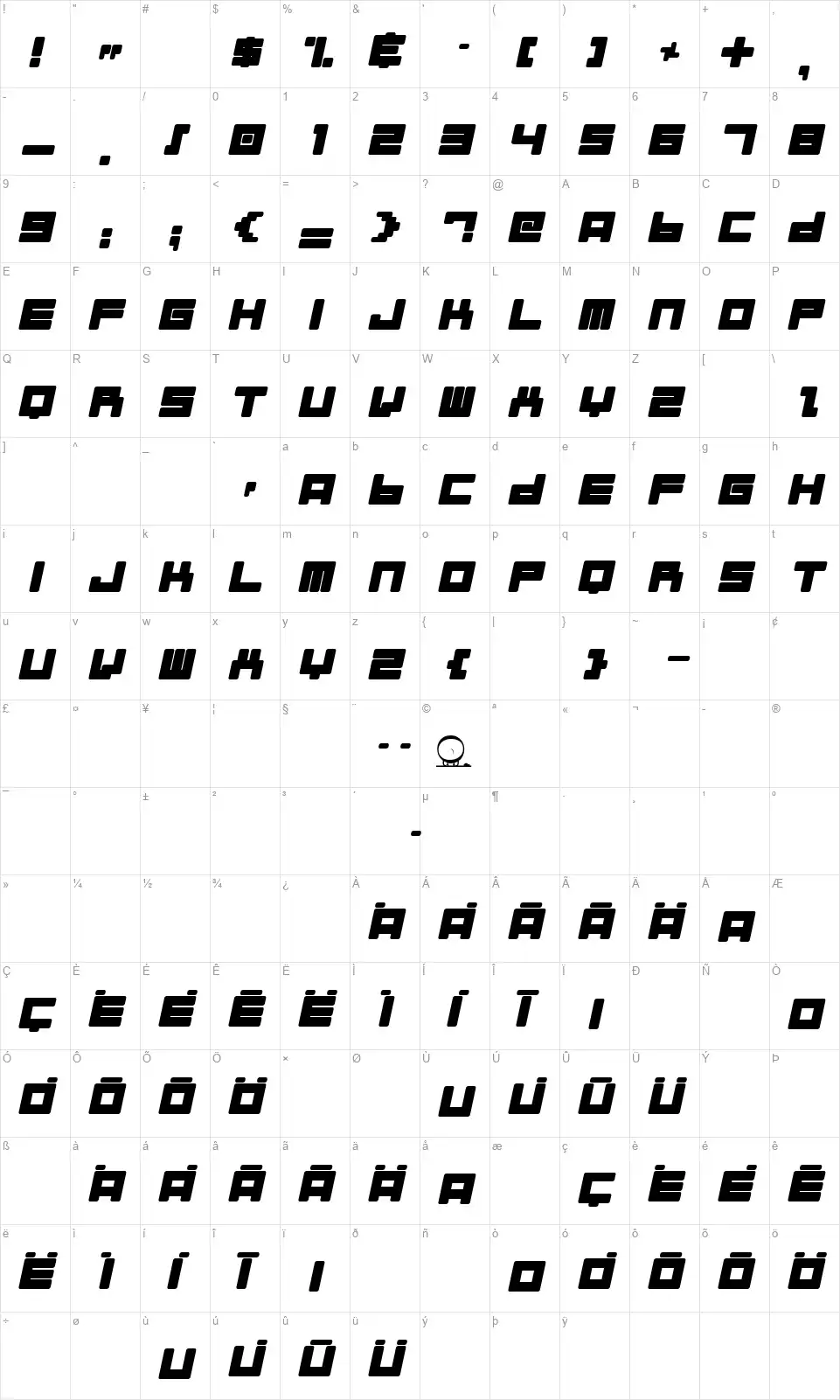 Almanaquefont character map