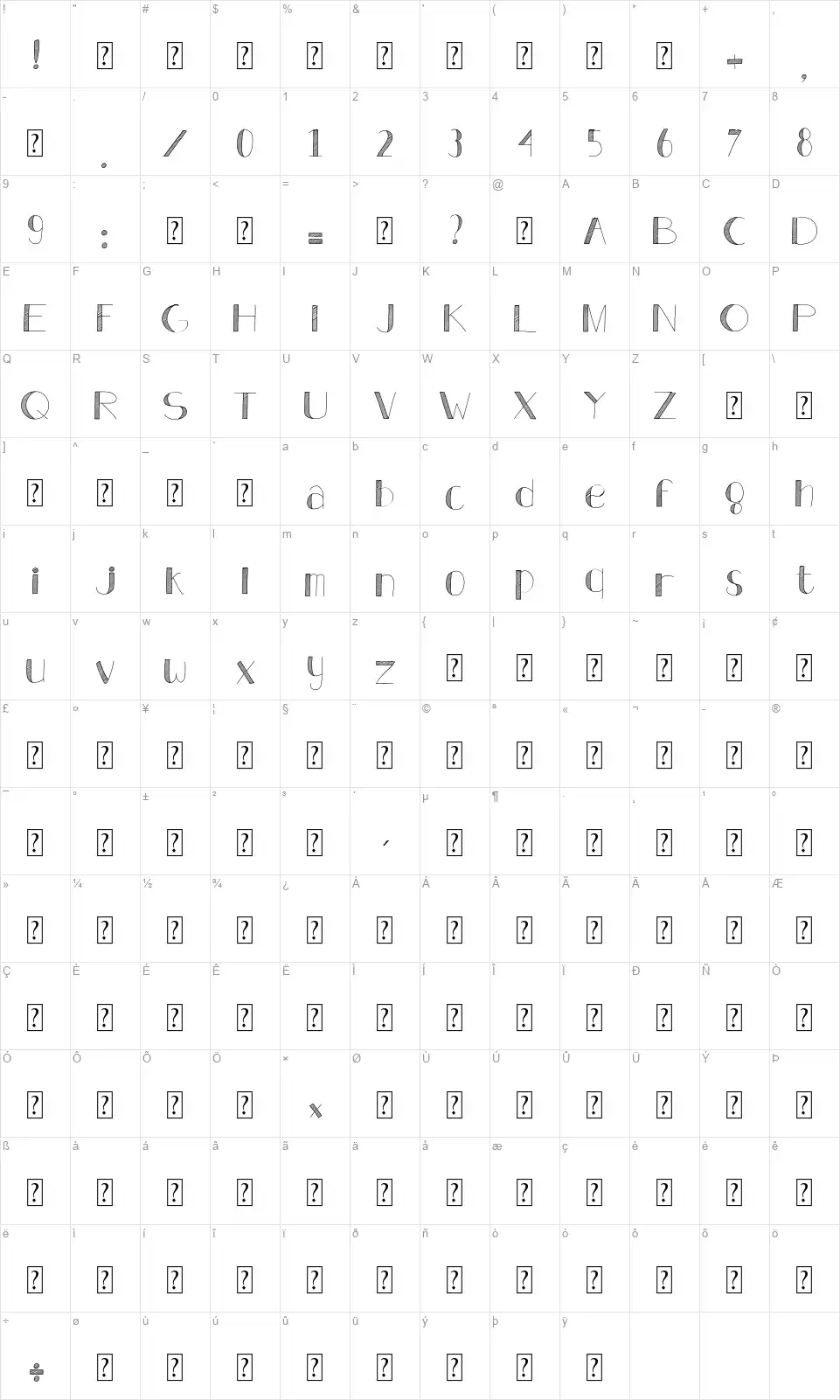 Analeighfont character map