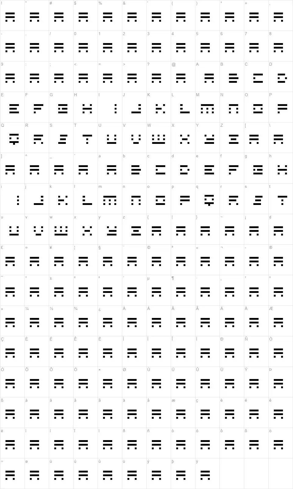 Assysfont character map