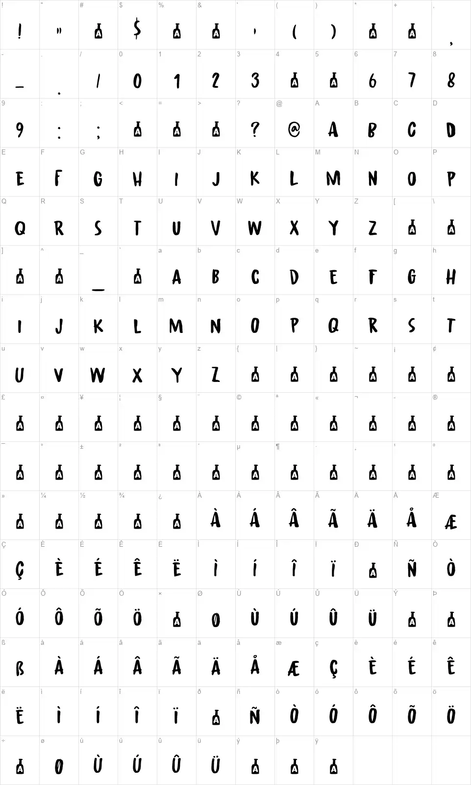 Awesome Saucefont character map
