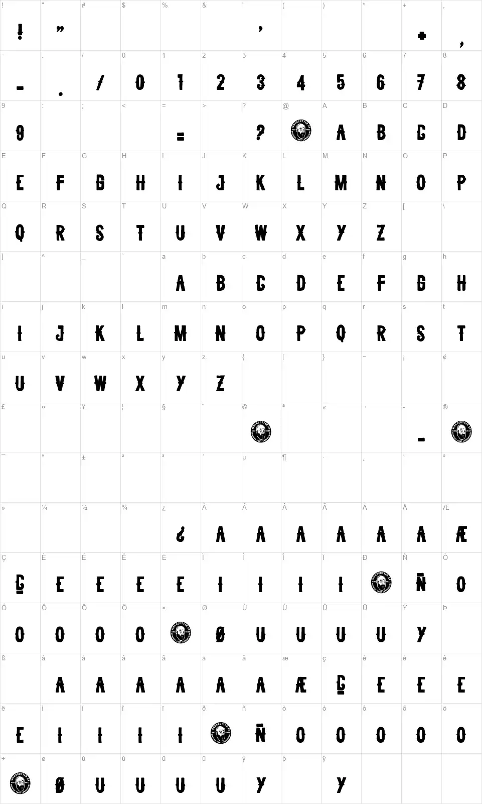 Berlin Callingfont character map