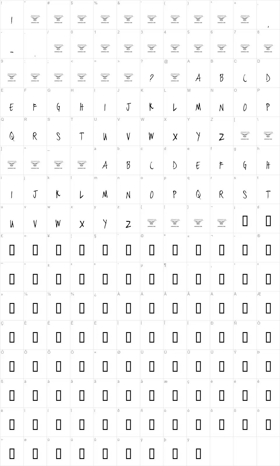 Black Jacket Boysfont character map