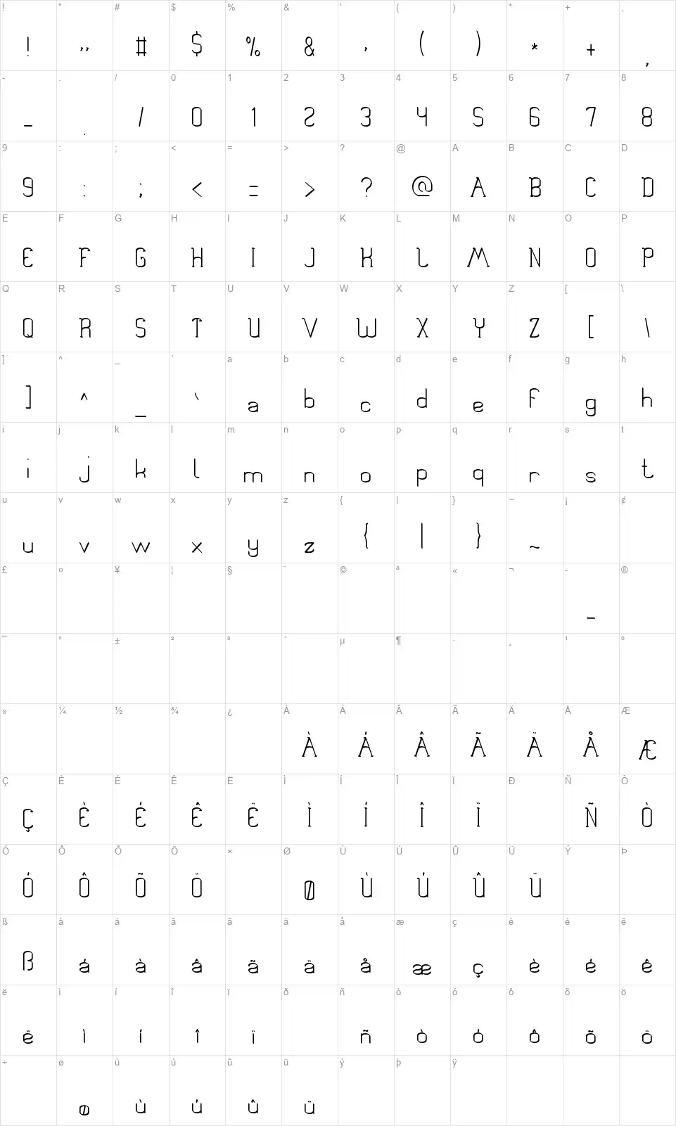 Book Shelvesfont character map