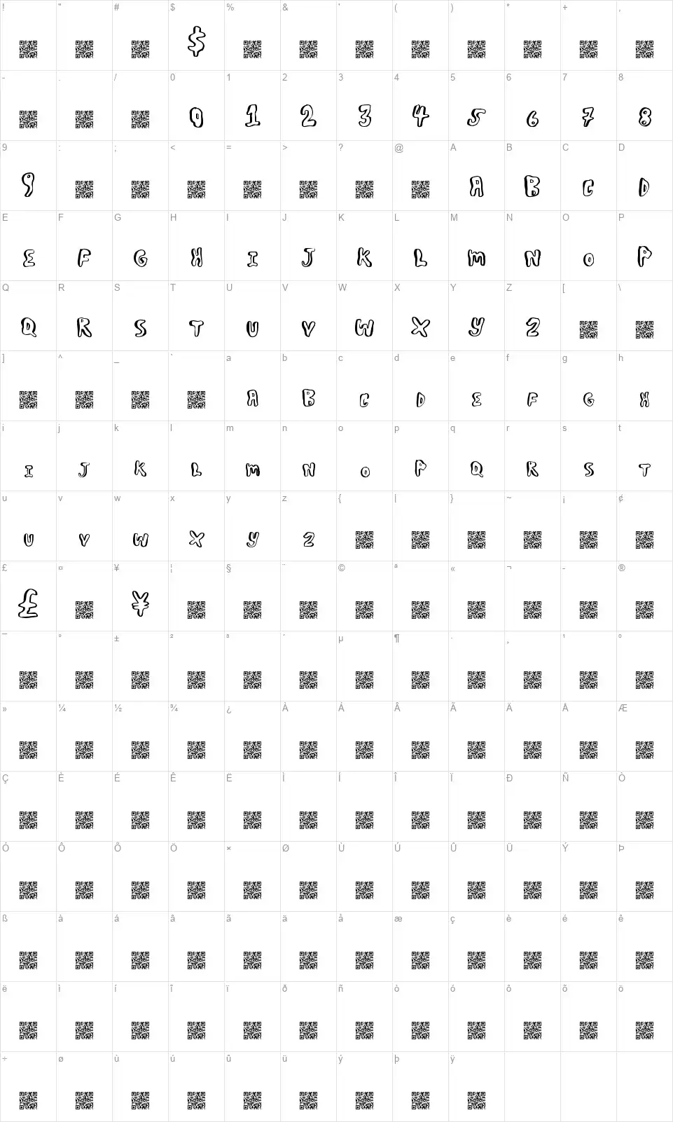 Boulder Scarefont character map