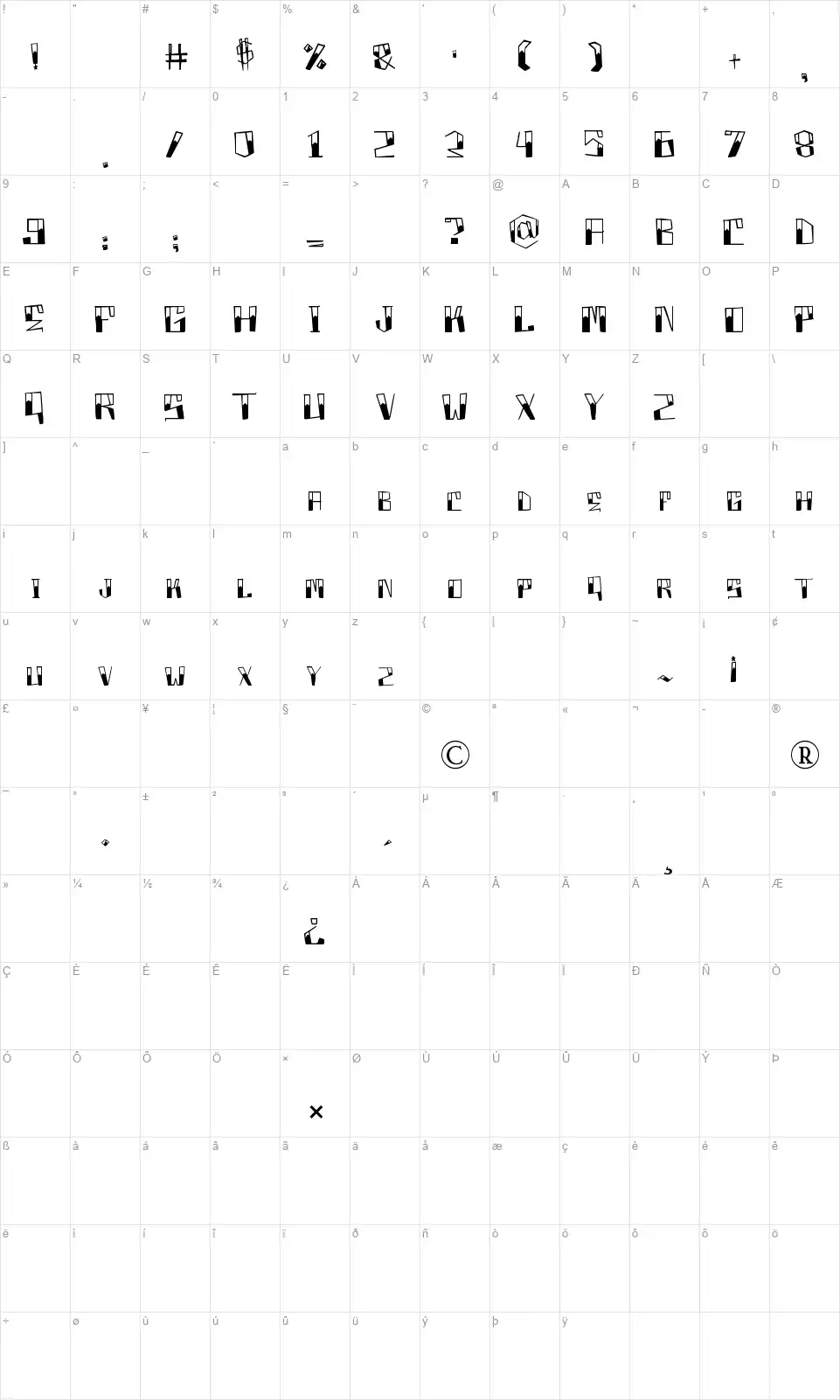 Box Project!font character map