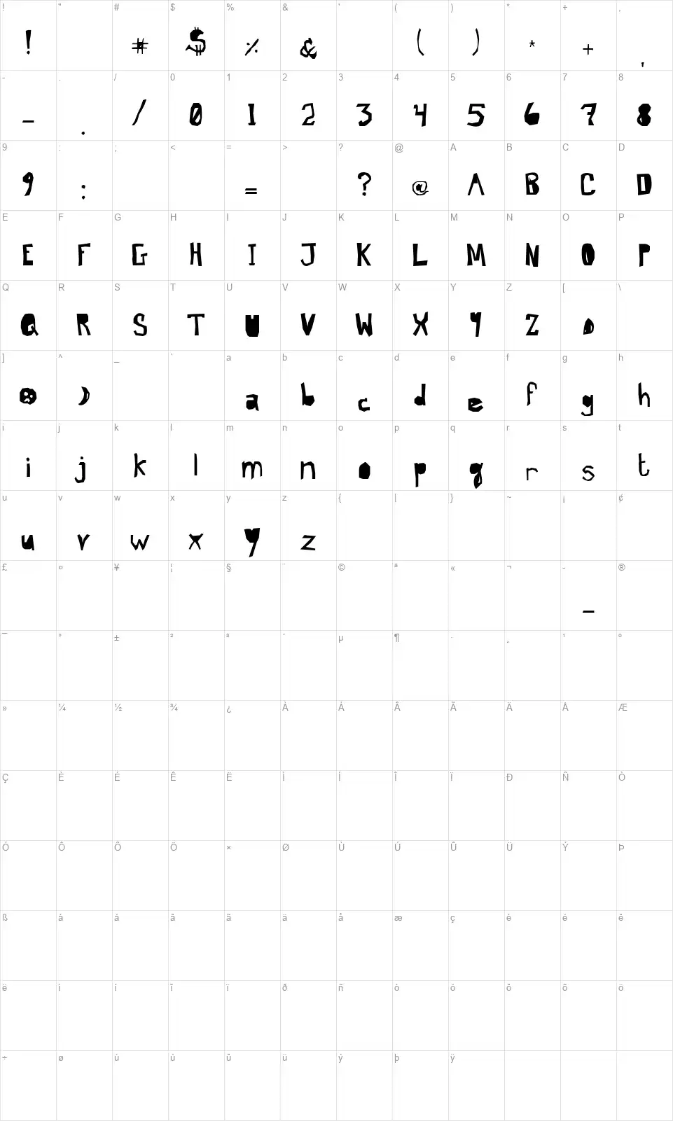 Brand New Day (Midnight)font character map