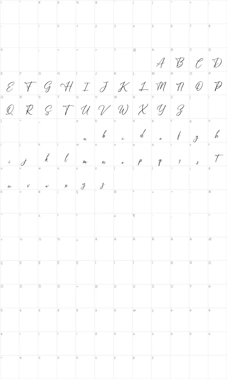 Bright Dailyfont character map