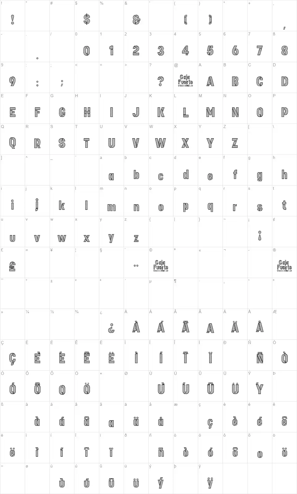 Caja Fuertefont character map