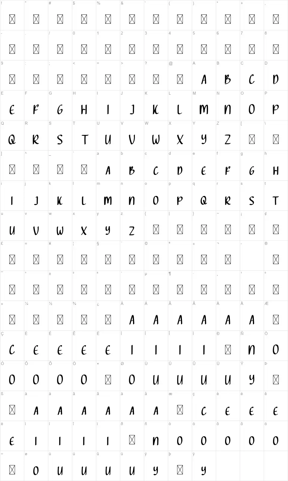Catch Youfont character map