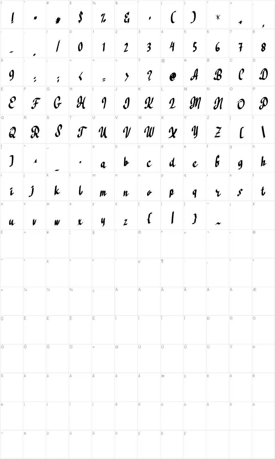 Cebigejfont character map