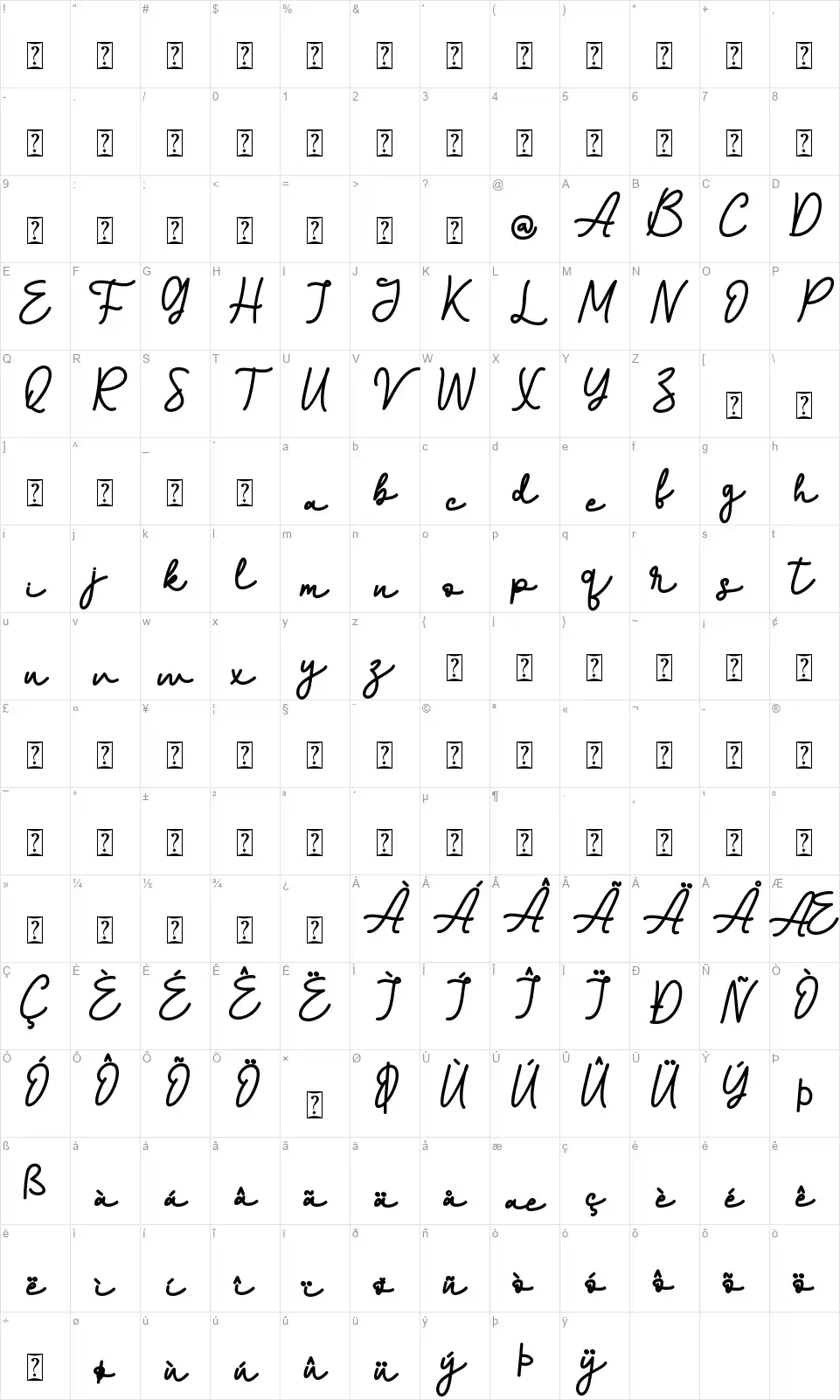 Christmas Monolinefont character map