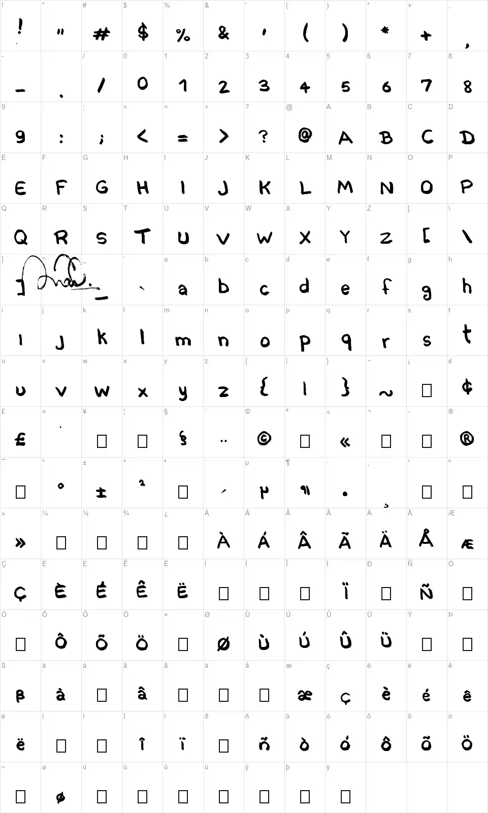 Comix Pro 2font character map