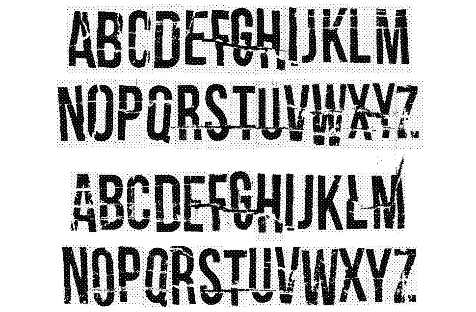 Crash test dummyfont specimens