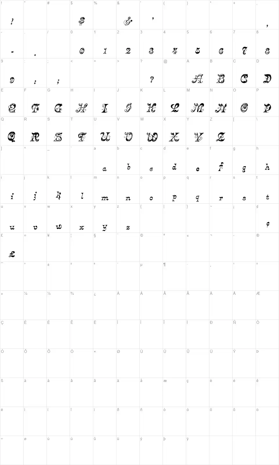 Crayon MS&Jfont character map