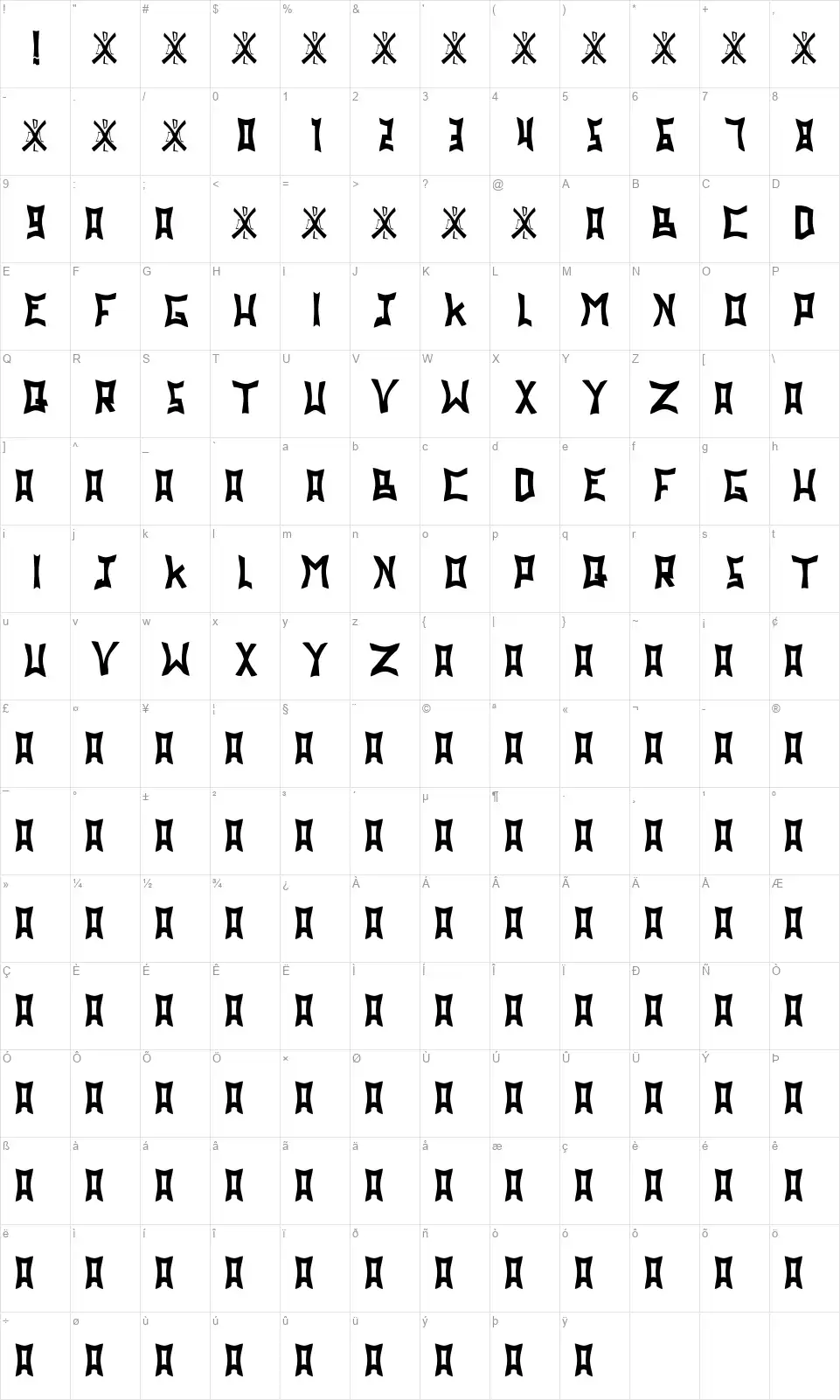 Dadapaw Friendsfont character map