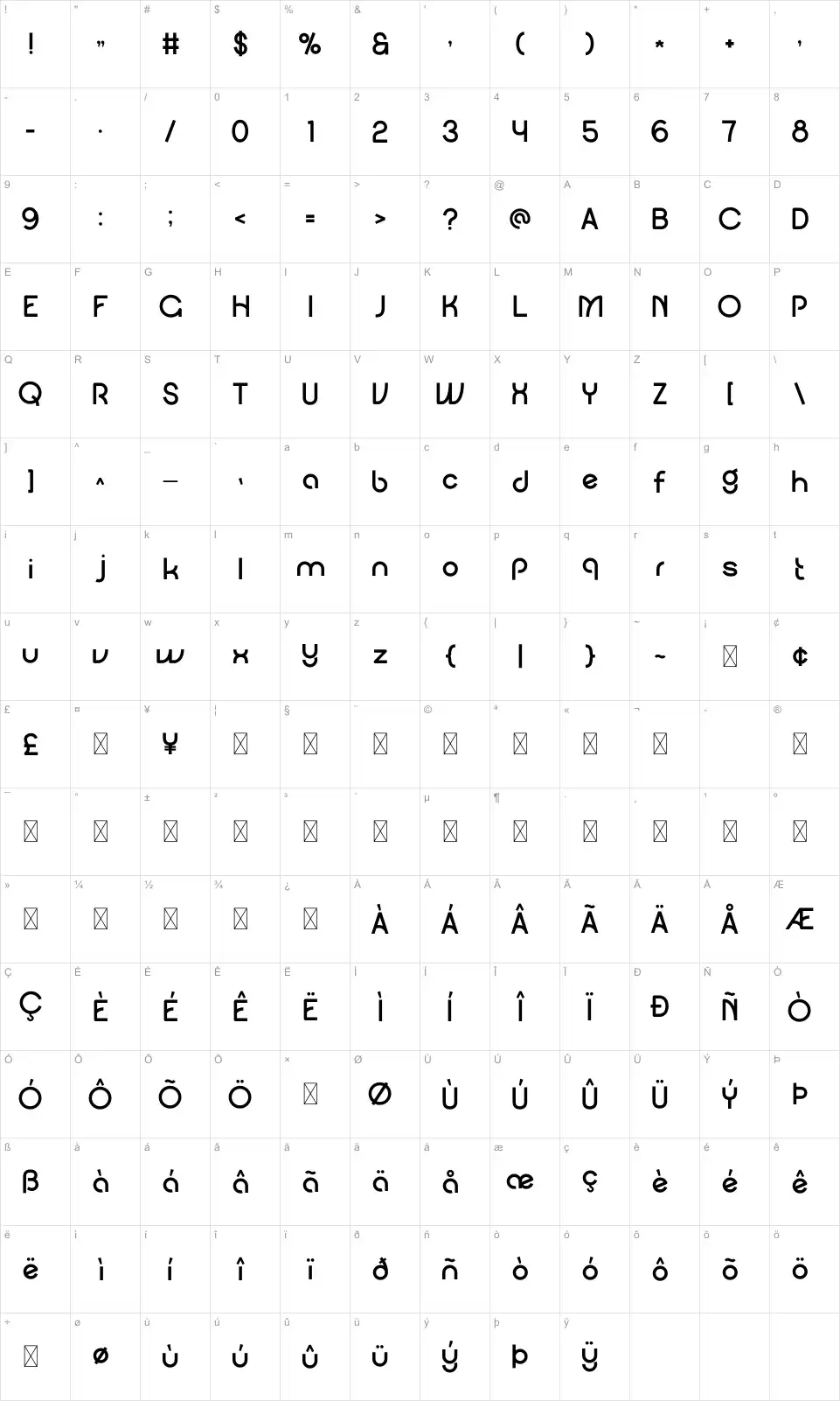 Dagootfont character map