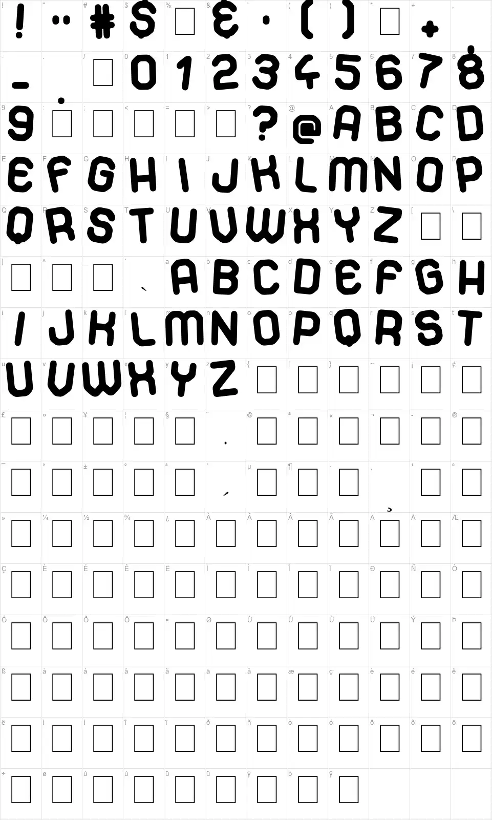 Dancing Daysfont character map