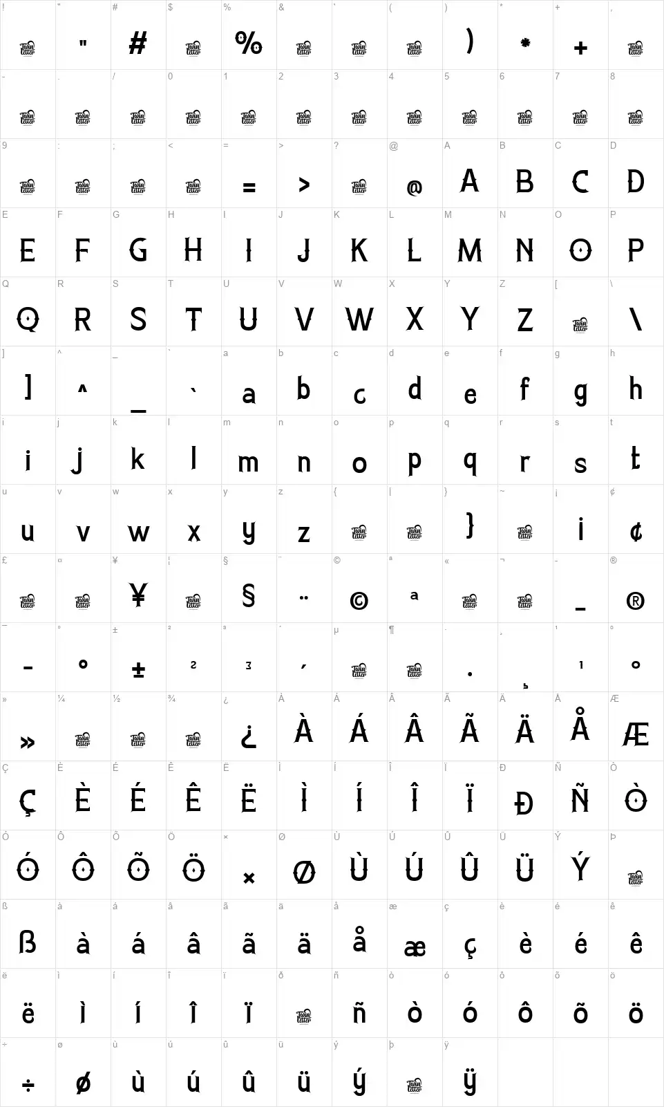 Darkside Horrorfont character map