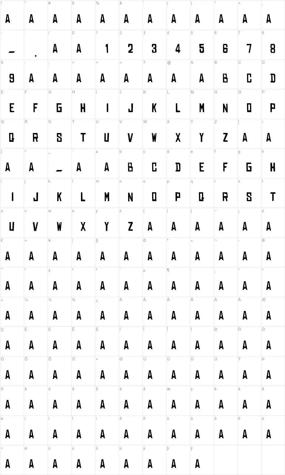 Dear Raditasfont character map