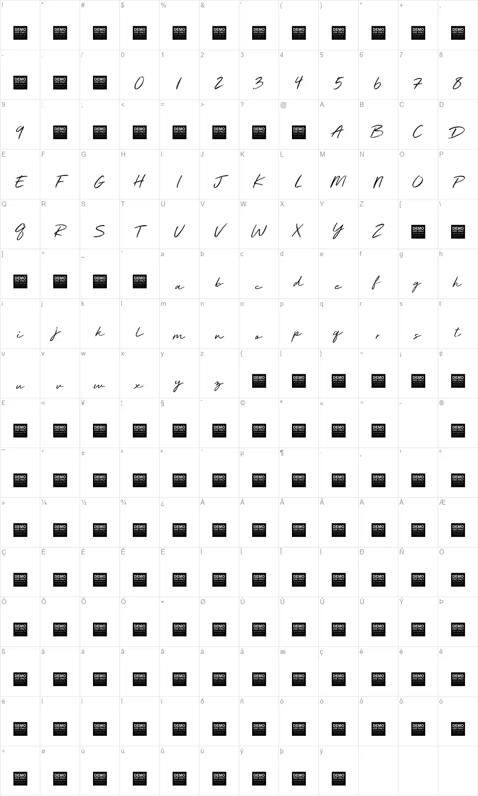 Deluxe Editionfont character map