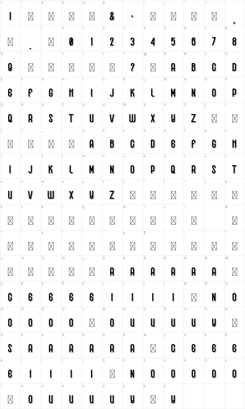 Dhagienol Sansfont character map
