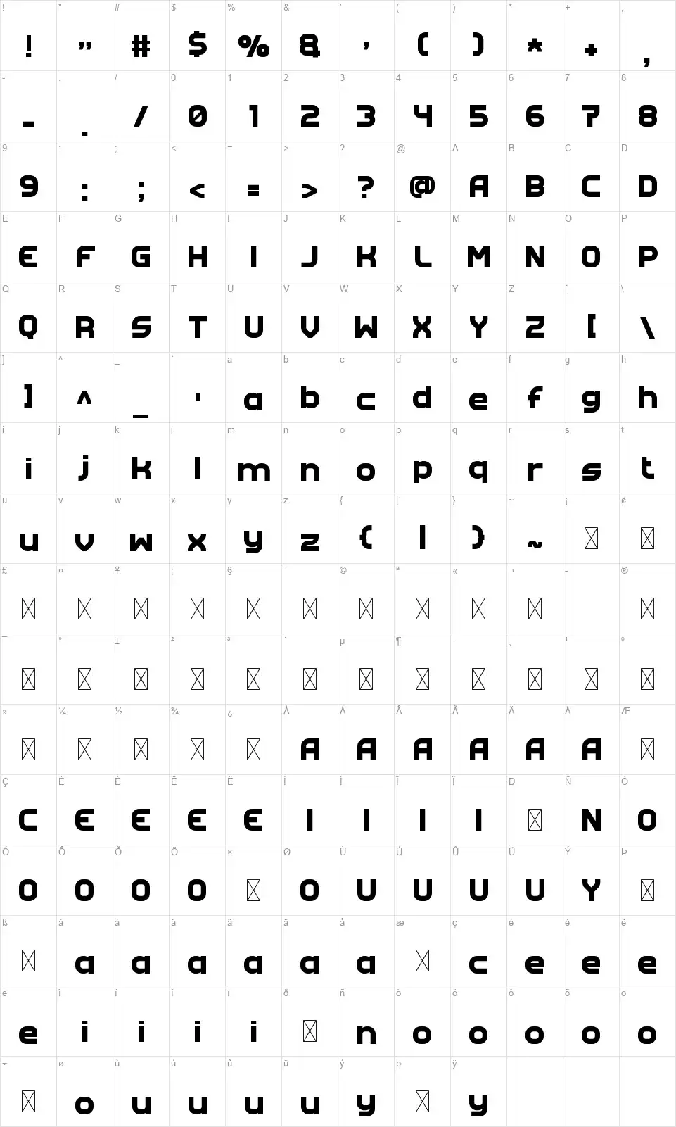 Doit Mapa znaků Doitfont character map