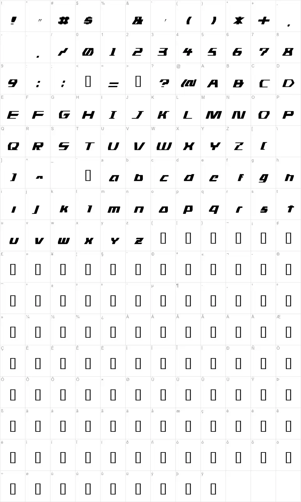 DS Manfont character map