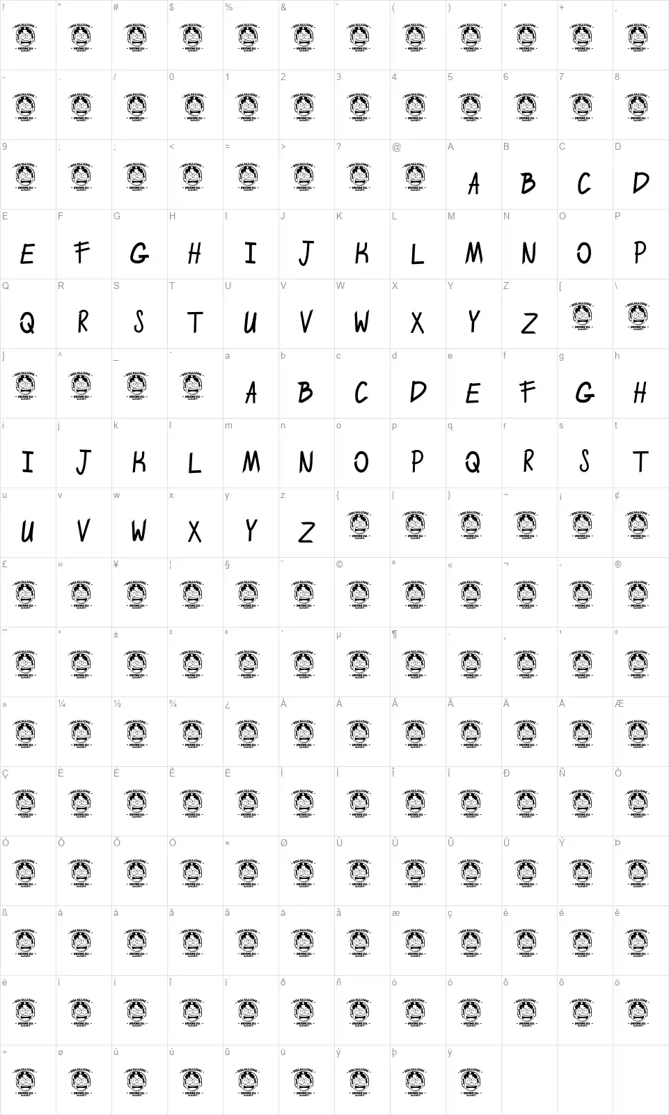 Enjoy Boyfont character map