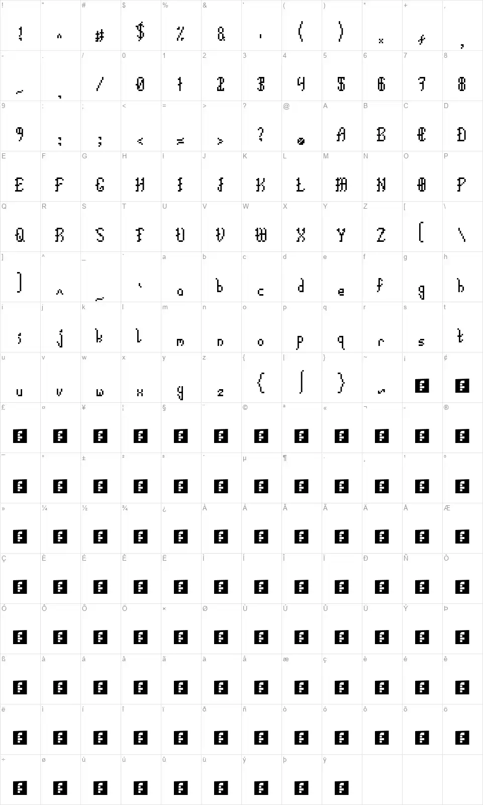 Epic Calligraphyfont character map