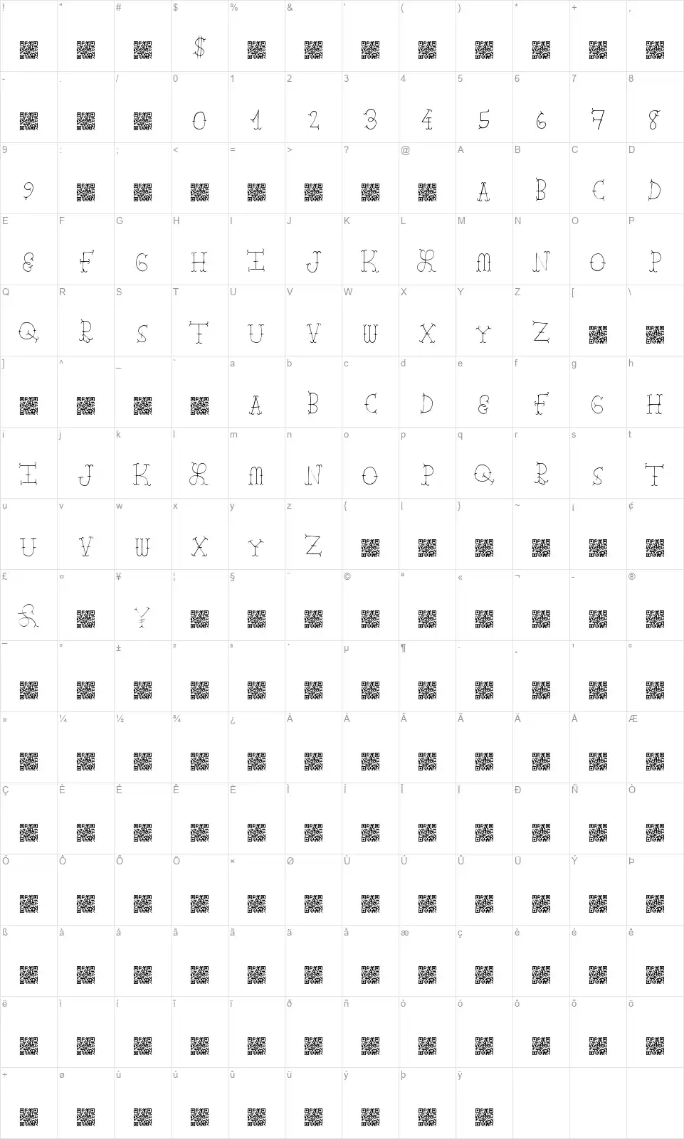 Farm Barnsfont character map