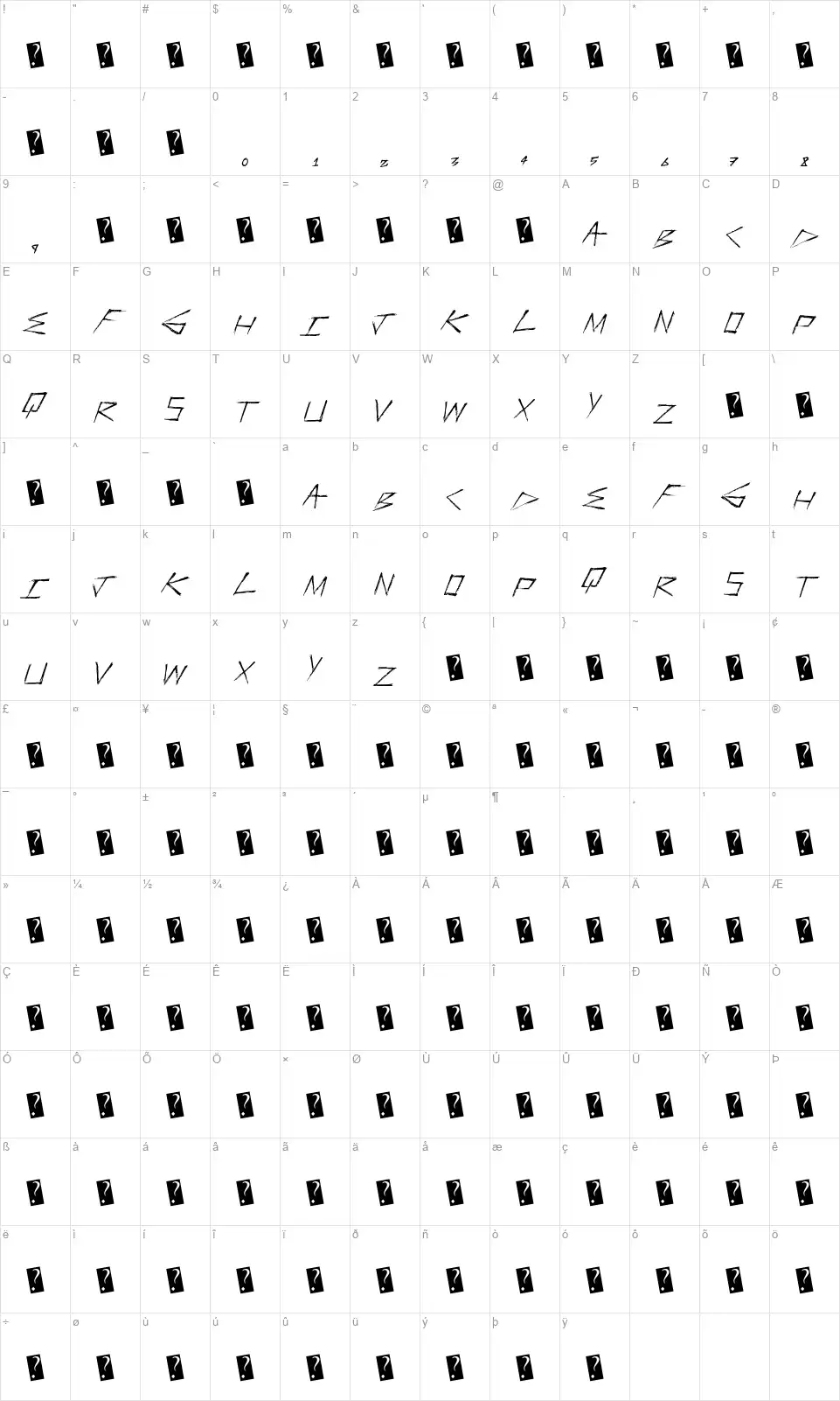 Faster Strongerfont character map