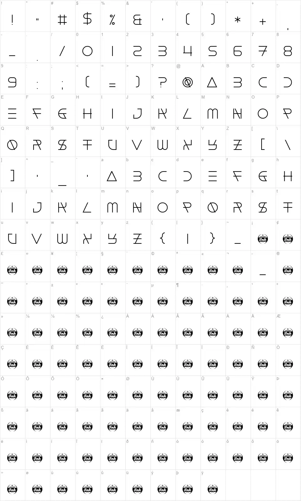Float The Boatfont character map
