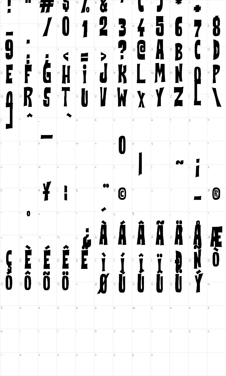 Flowers Kingdomfont character map