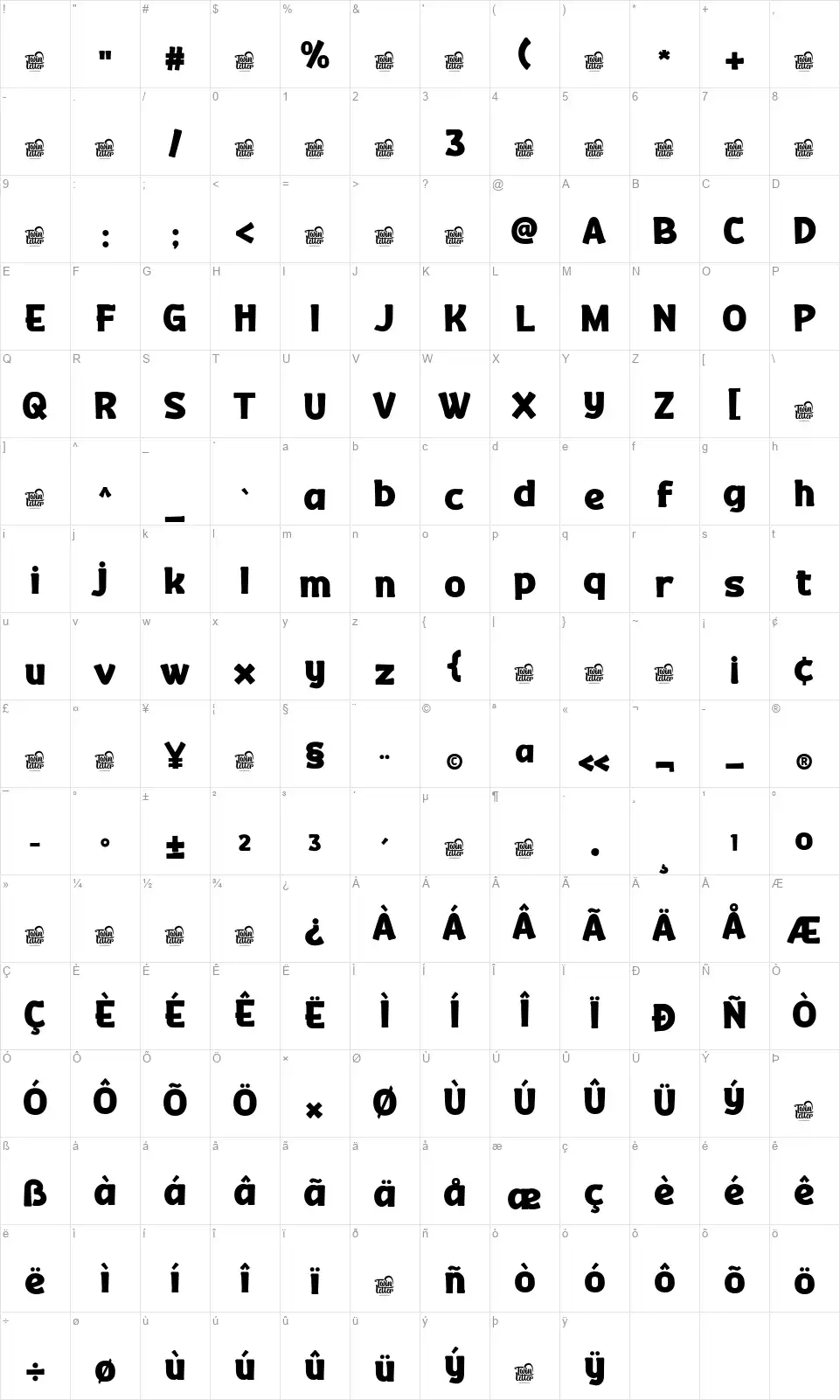 Fresh Jerukifont character map