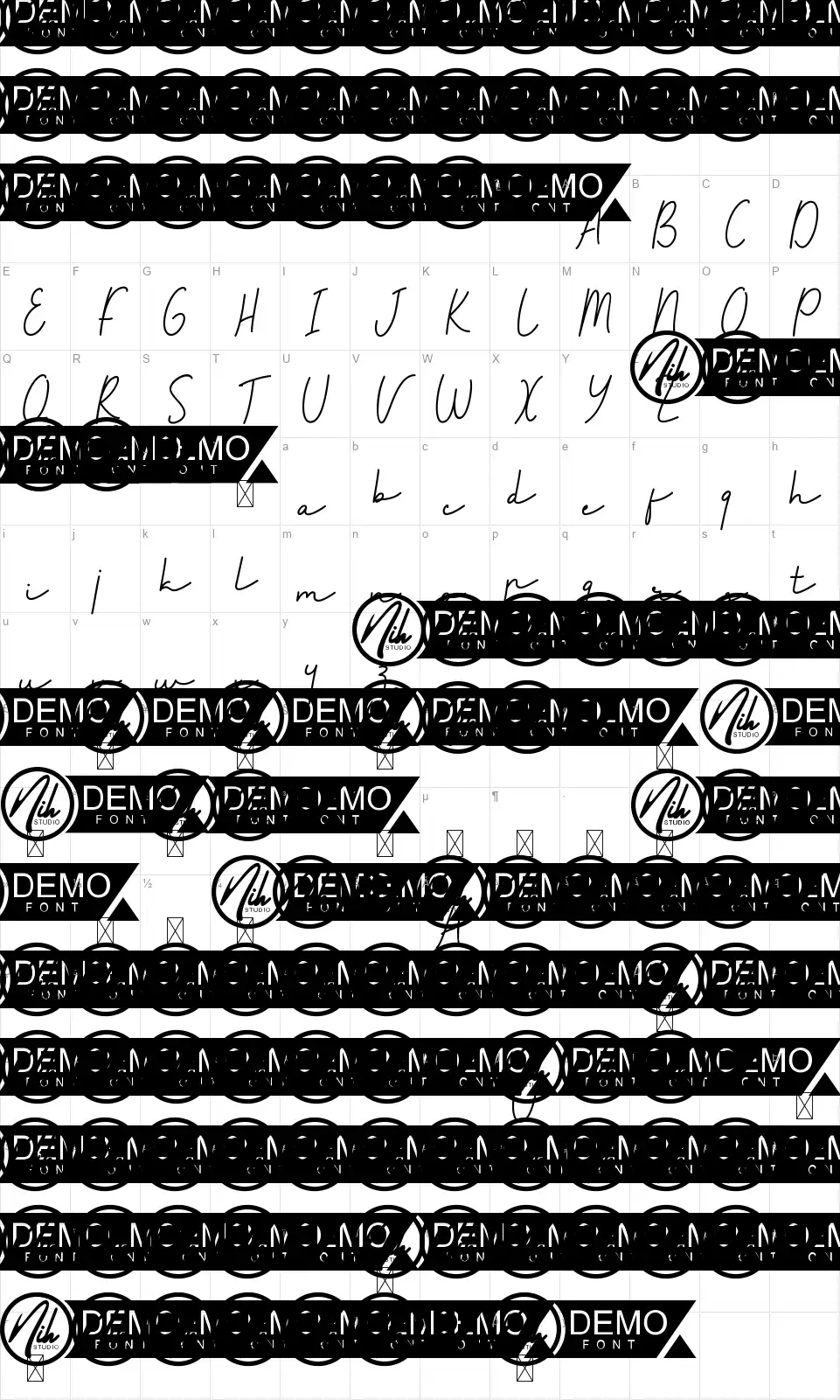 Friendship Goalfont character map