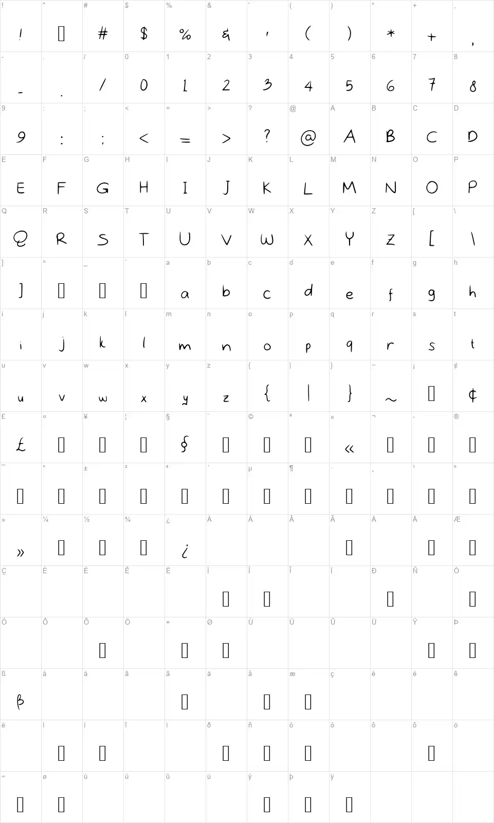 FuckYoufont character map