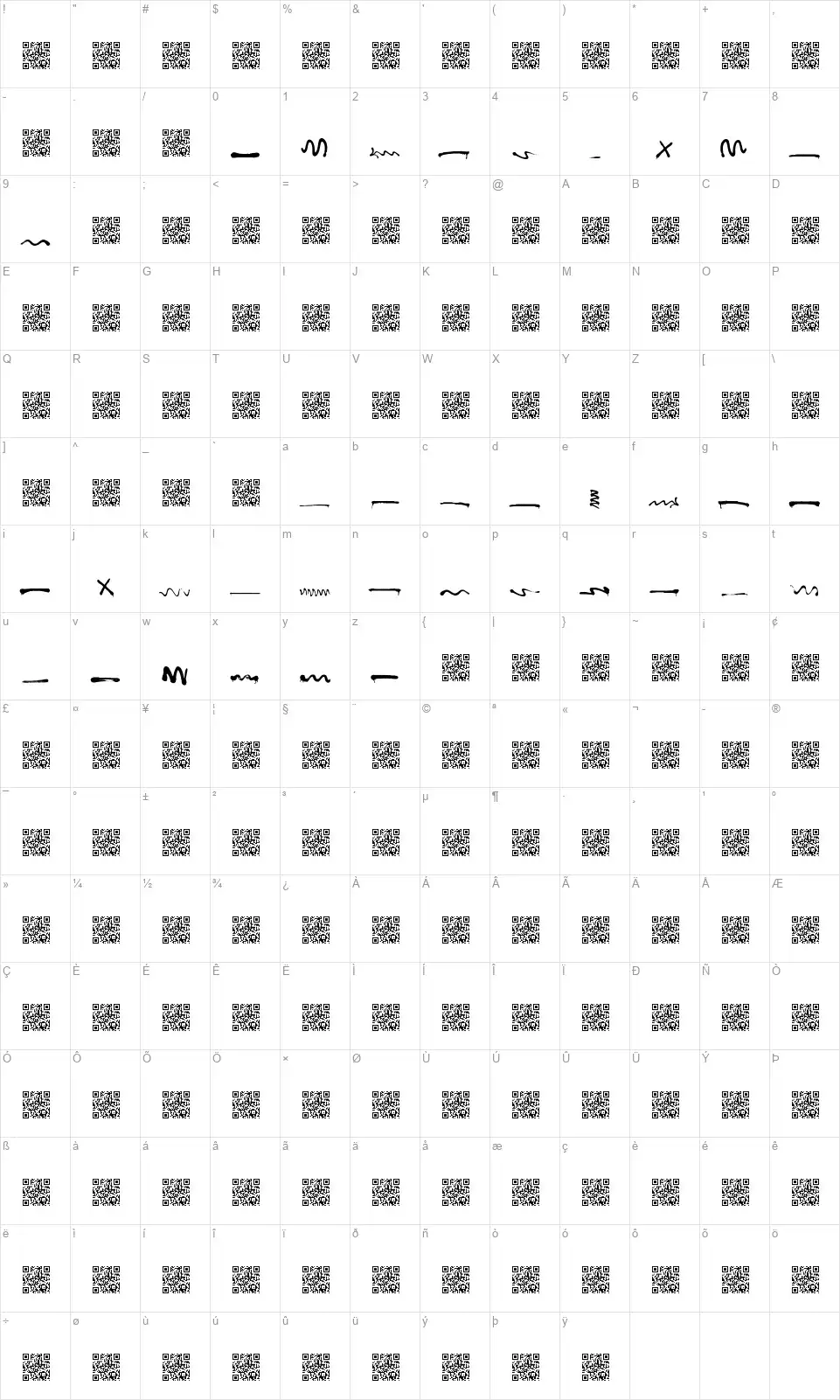 Fun Linesfont character map