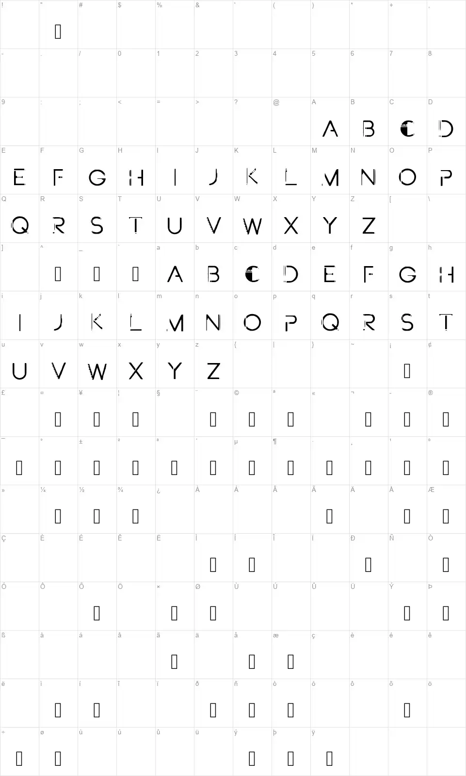 Future Paintfont character map