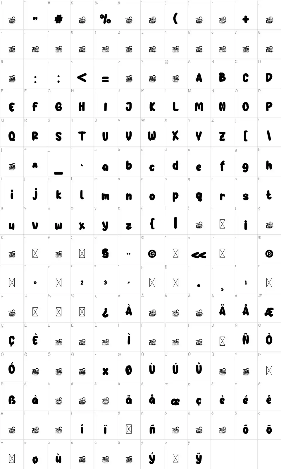 Gefuhfont character map