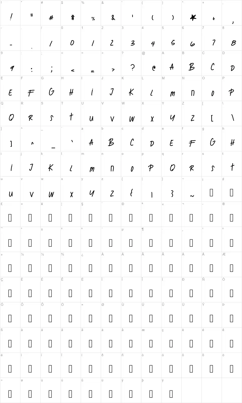 Ghost Of Marsfont character map