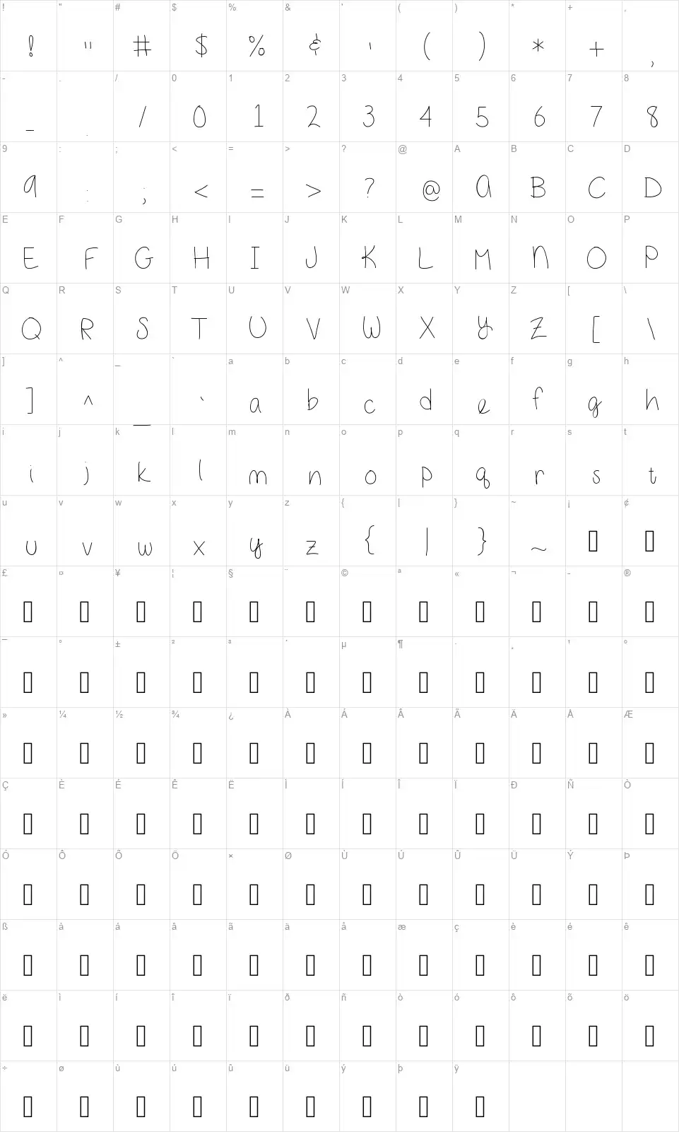 Girl Next Doorfont character map
