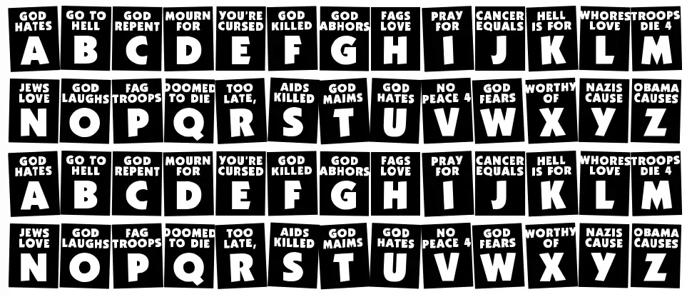God Hates Westborofont specimens
