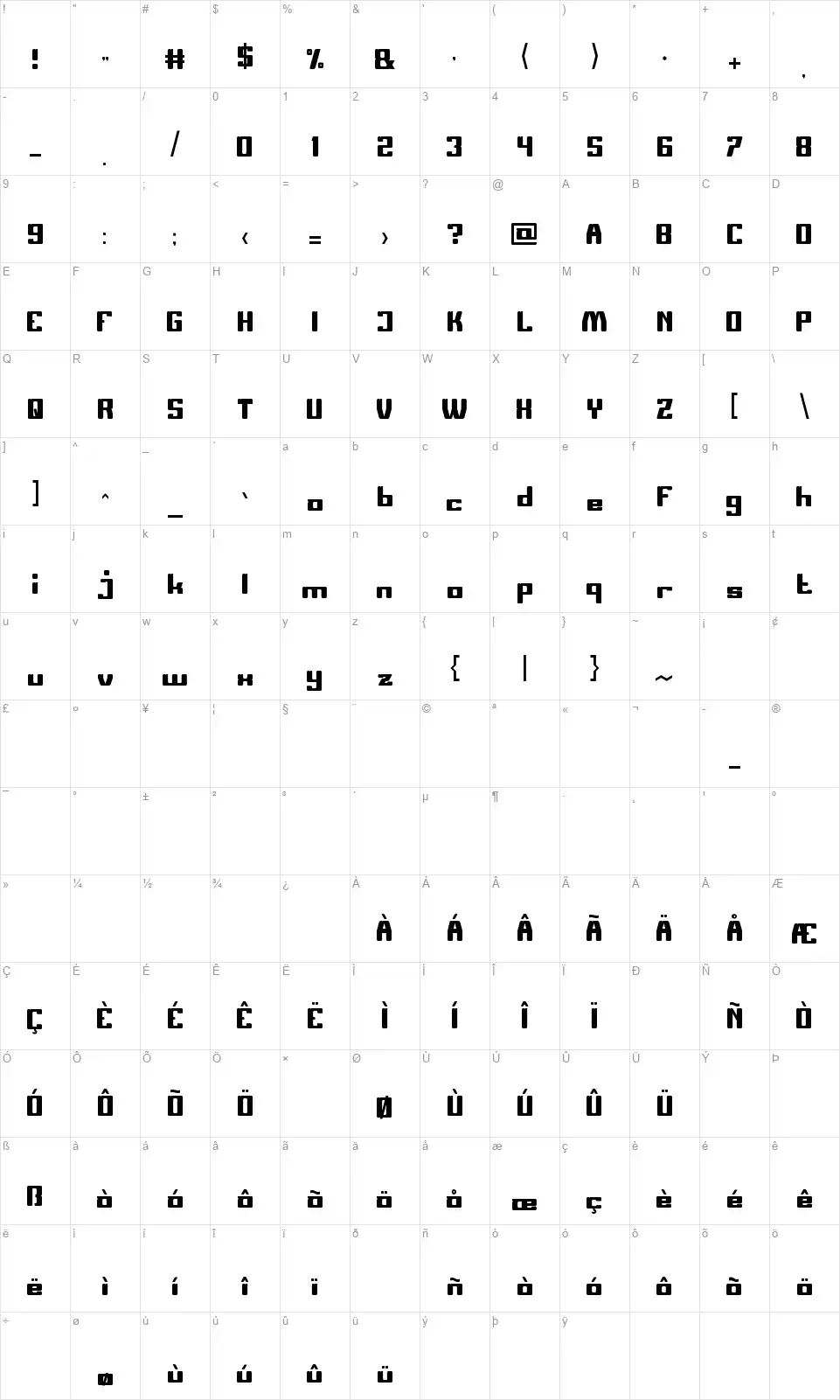 Great Heartfont character map