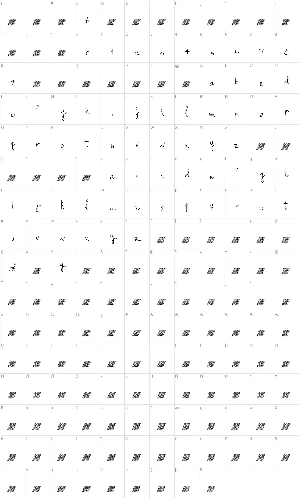 Great Springtimefont character map