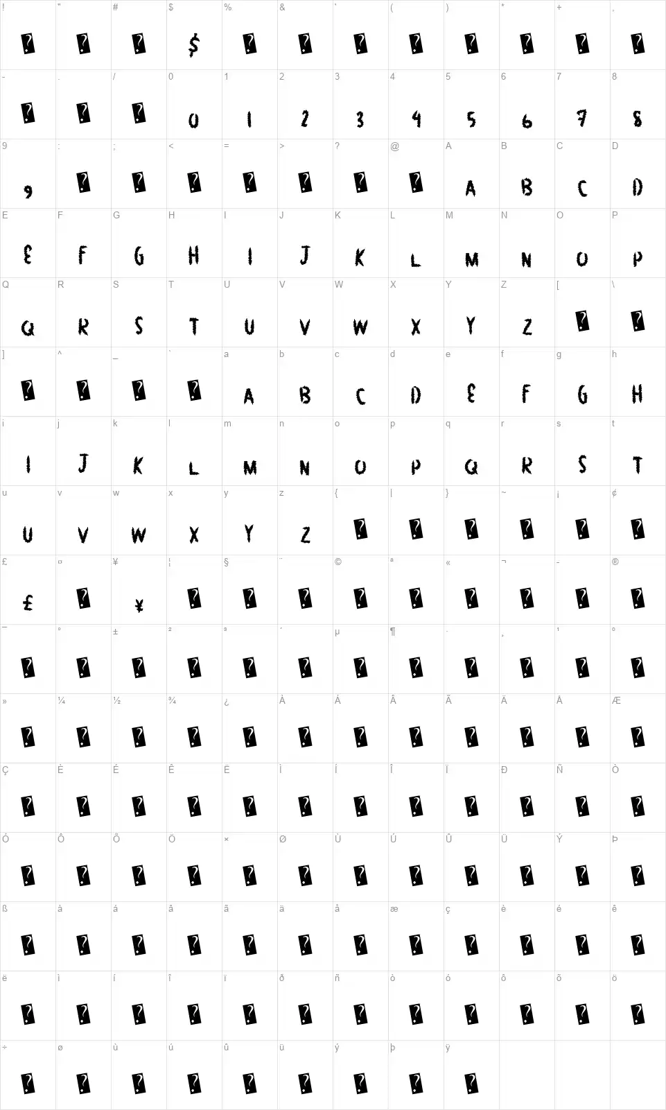 GreatBushfont character map