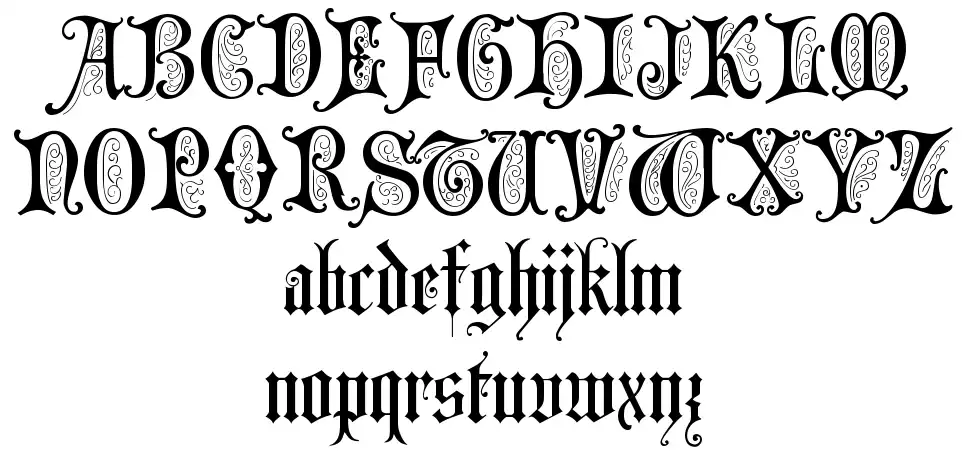 Grusskarten Gotischfont specimens