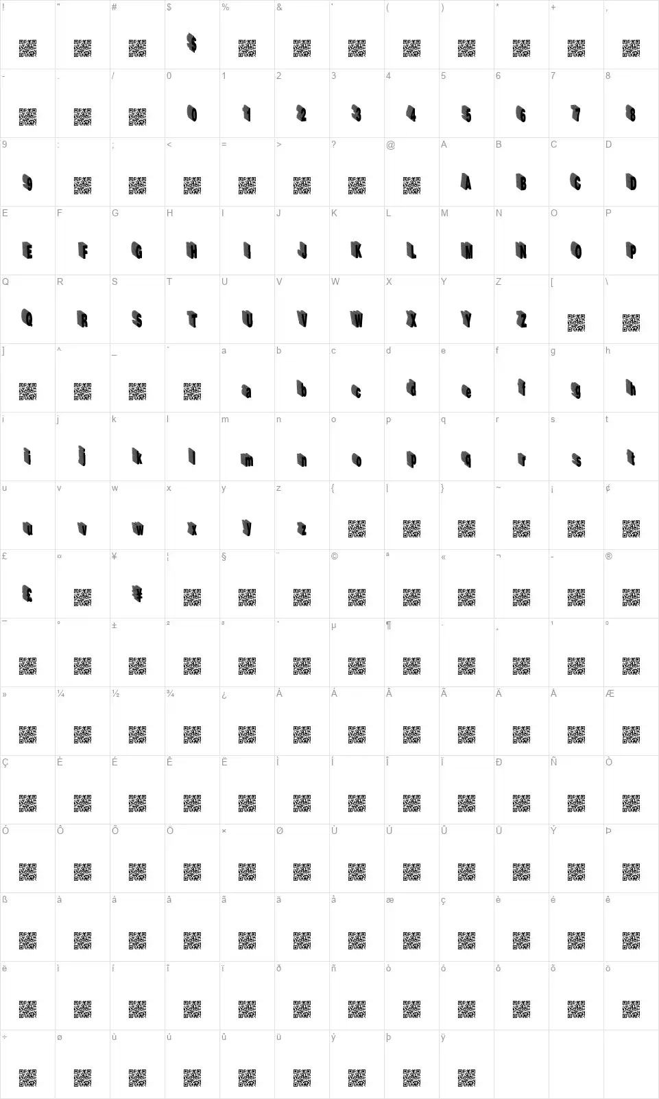 HardLinefont character map
