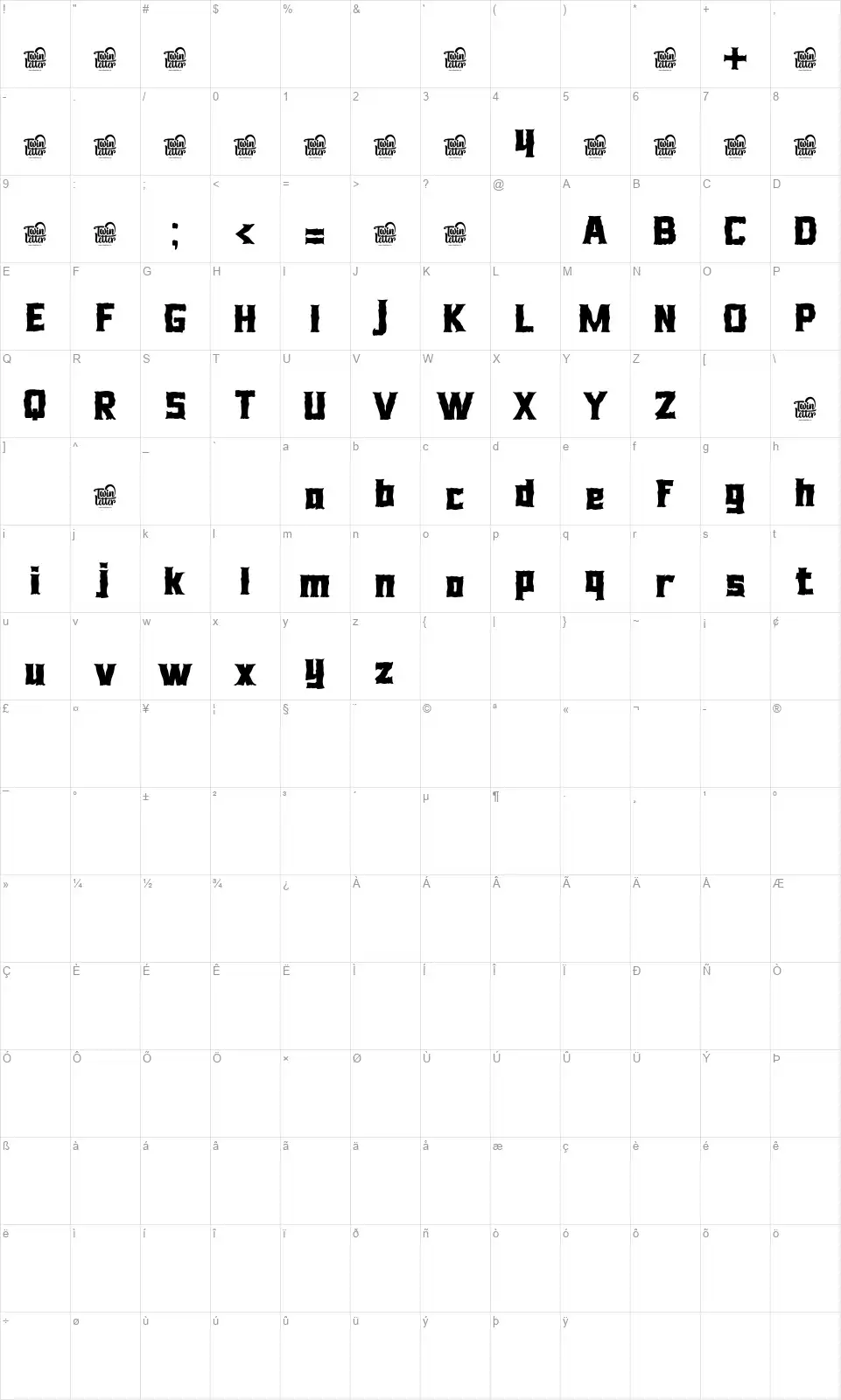 Hawenifont character map