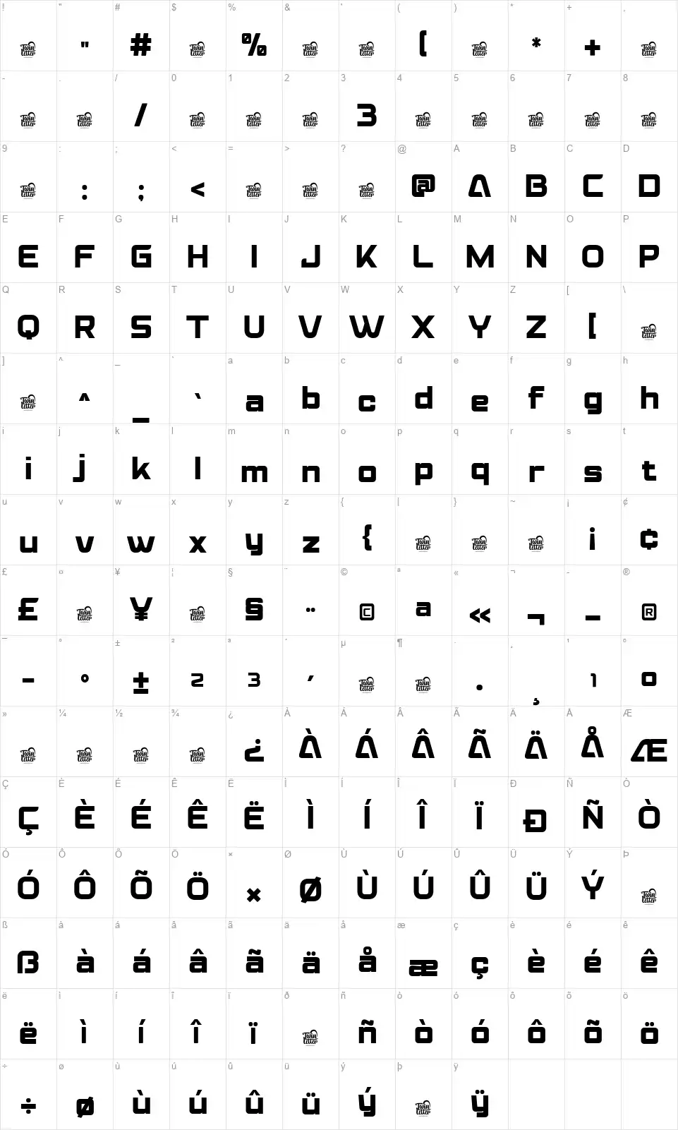 Heat Racerfont character map